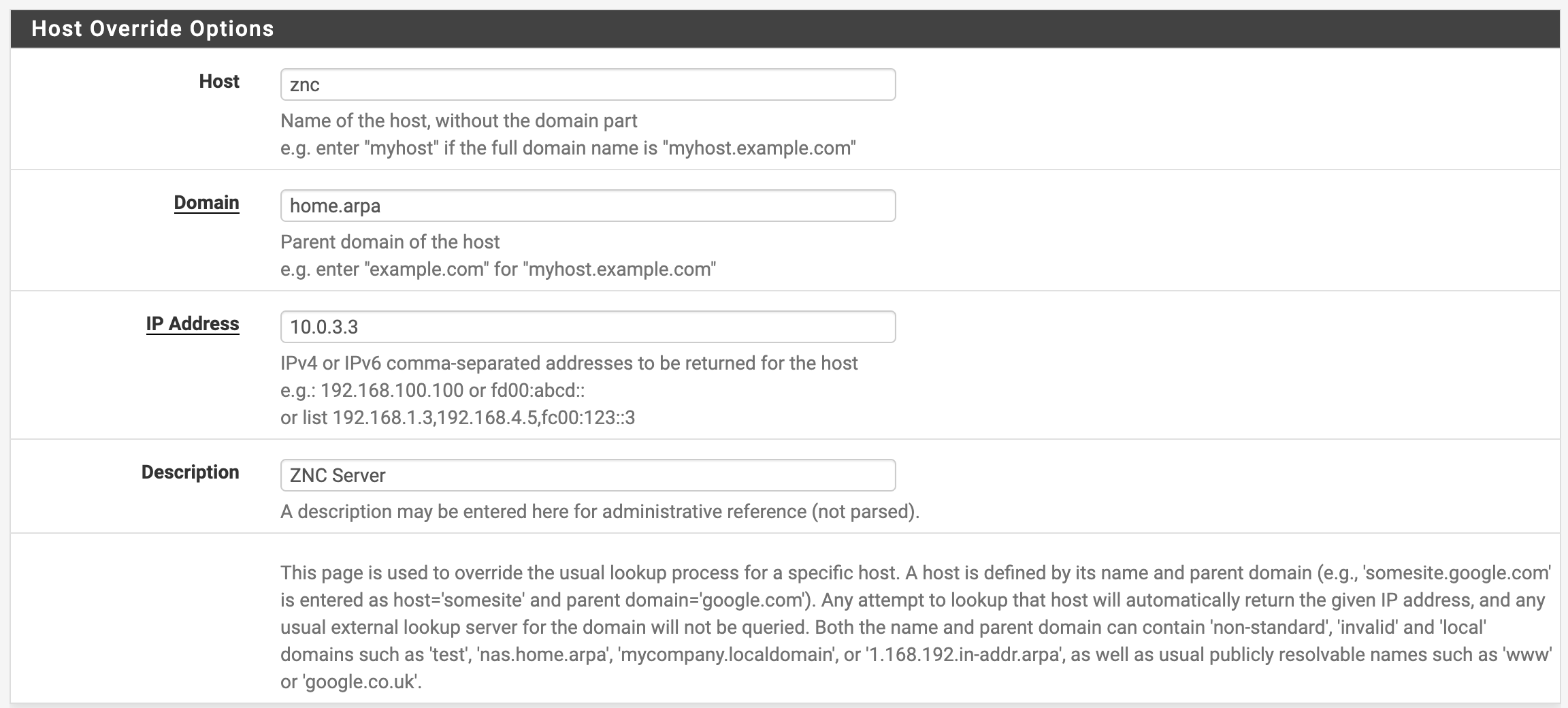 pfSense Host Overrides